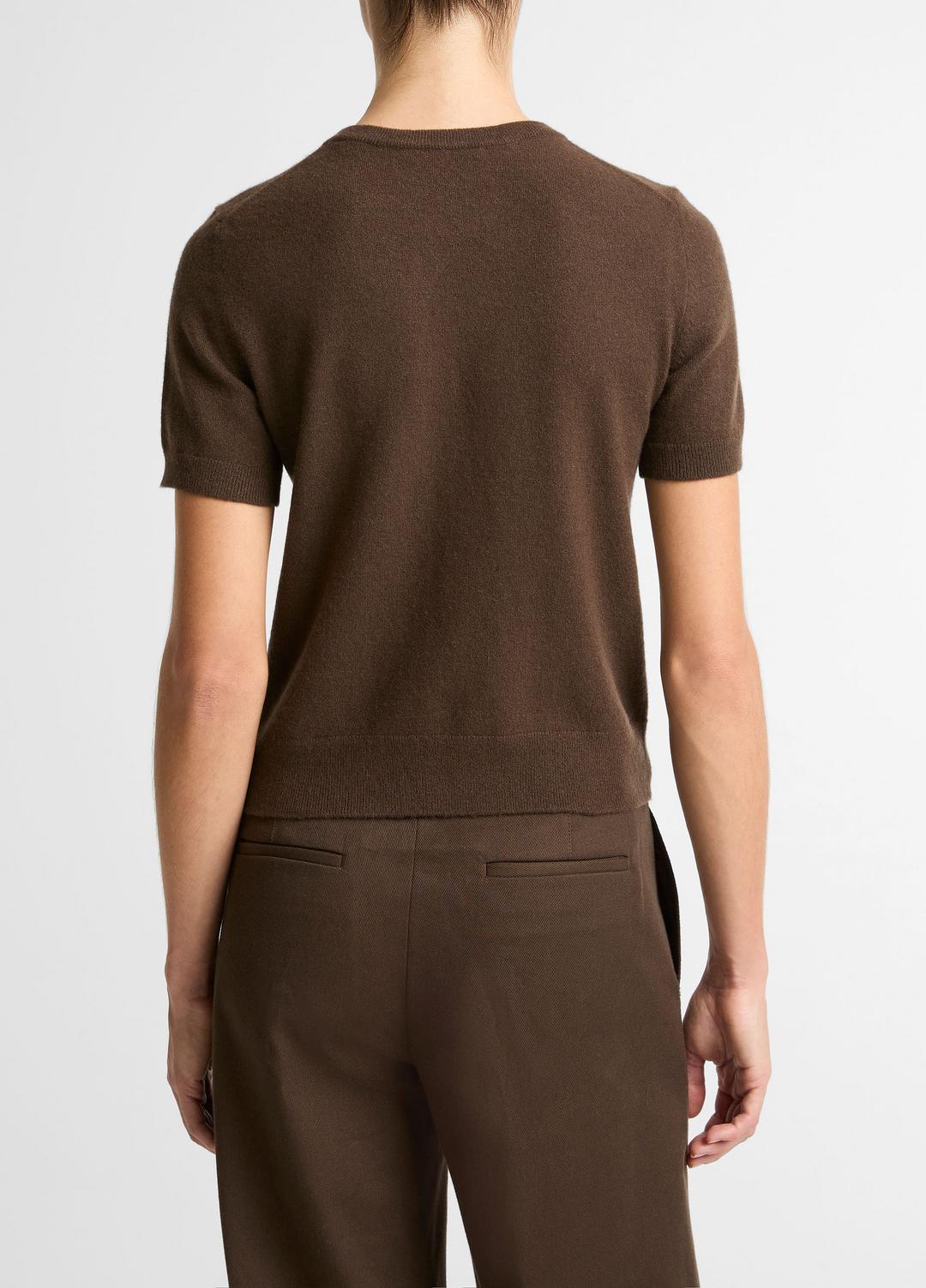 VINCE Wool & Cashmere-Blend Short-Sleeve Sweater in Crew Neck