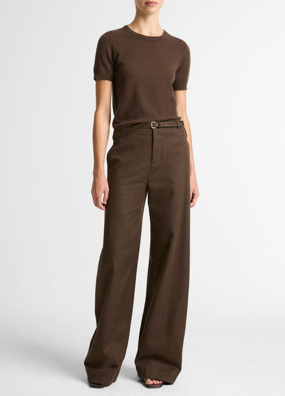 VINCE Wool & Cashmere-Blend Short-Sleeve Sweater in Crew Neck