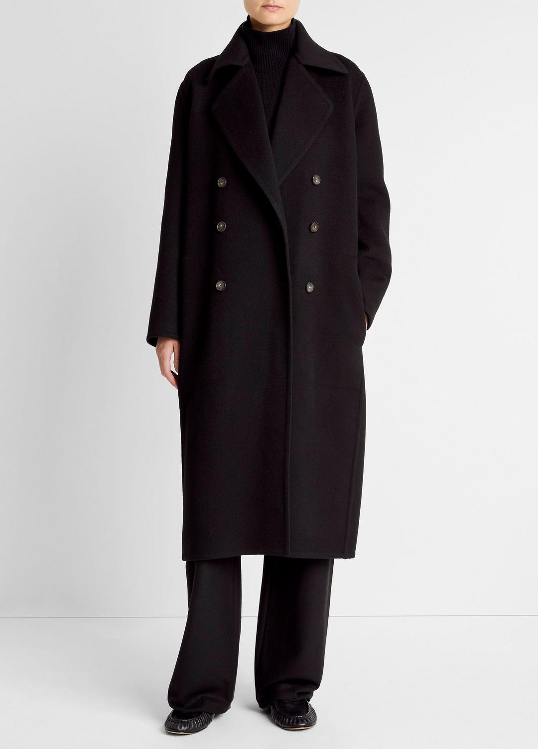 VINCE Wool-Blend Double-Breasted Long Coat in Coats