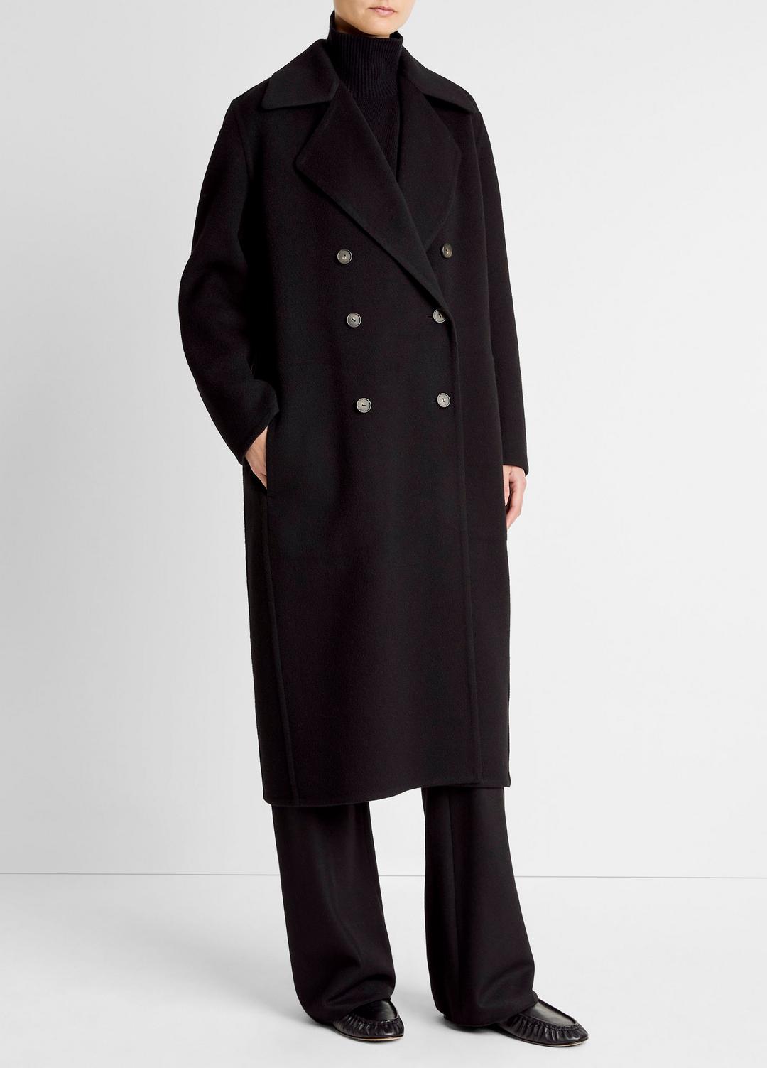 VINCE Wool-Blend Double-Breasted Long Coat in Coats