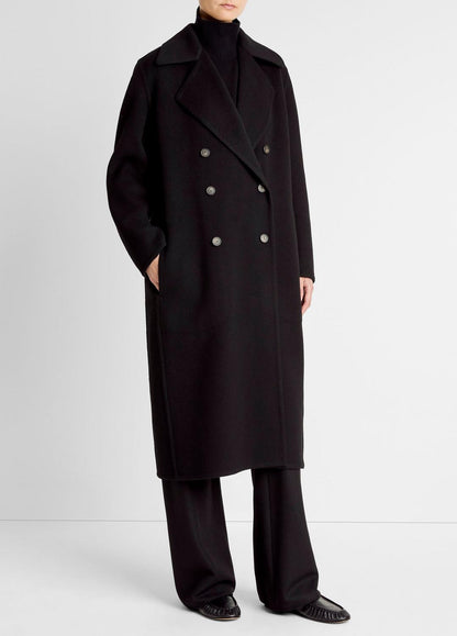 VINCE Wool-Blend Double-Breasted Long Coat in Coats
