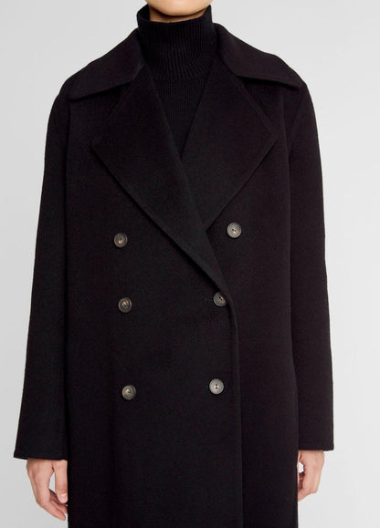 VINCE Wool-Blend Double-Breasted Long Coat in Coats