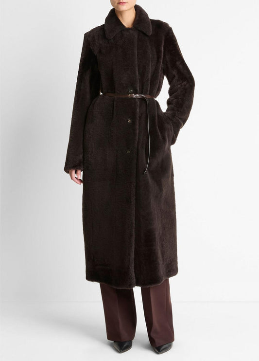 VINCE Shearling Long Coat in Coats