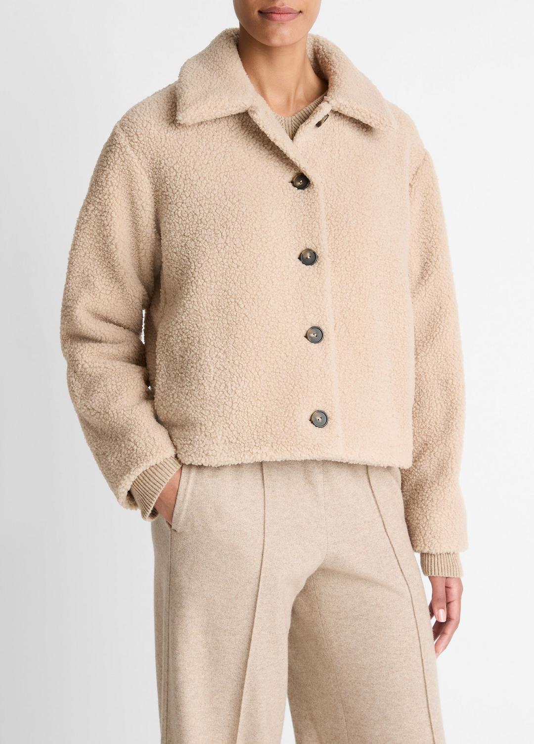 VINCE Collared Sherpa Jacket in Jackets