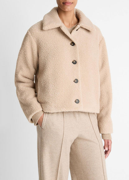 VINCE Collared Sherpa Jacket in Jackets