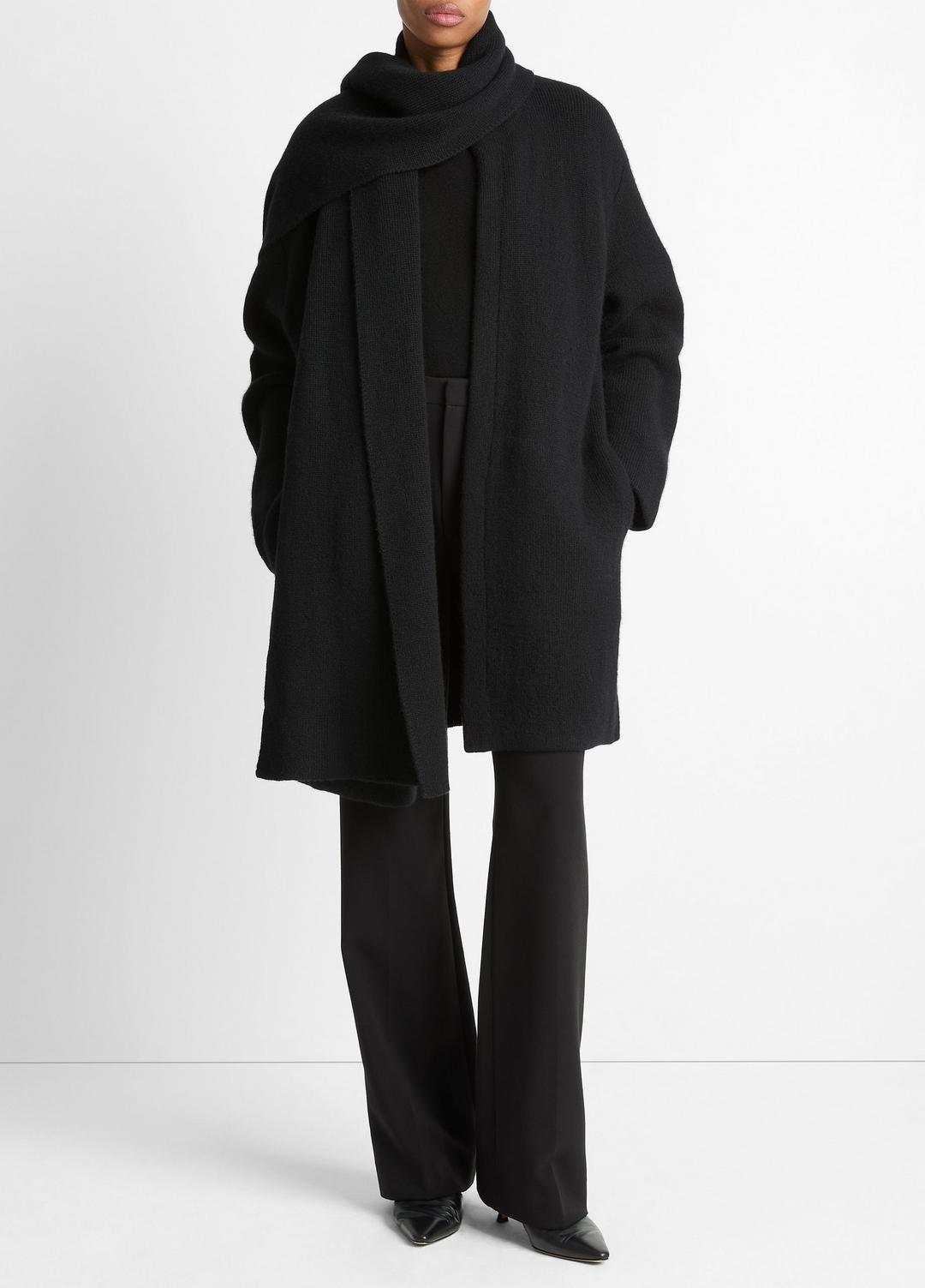 VINCE Draped-Scarf Wool-Blend Car Coat in Coats