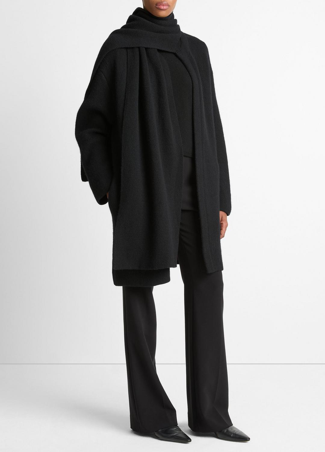 VINCE Draped-Scarf Wool-Blend Car Coat in Coats