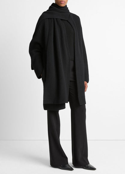 VINCE Draped-Scarf Wool-Blend Car Coat in Coats