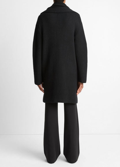 VINCE Draped-Scarf Wool-Blend Car Coat in Coats