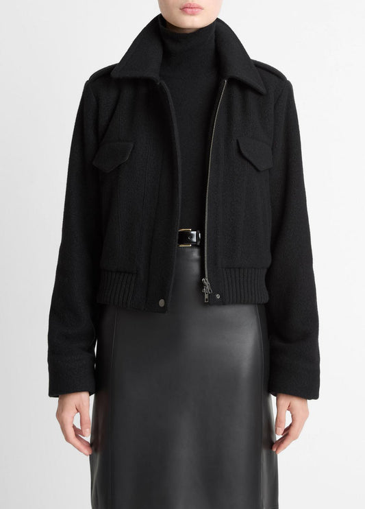 VINCE Italian Wool-Blend Cropped Jacket in Jackets