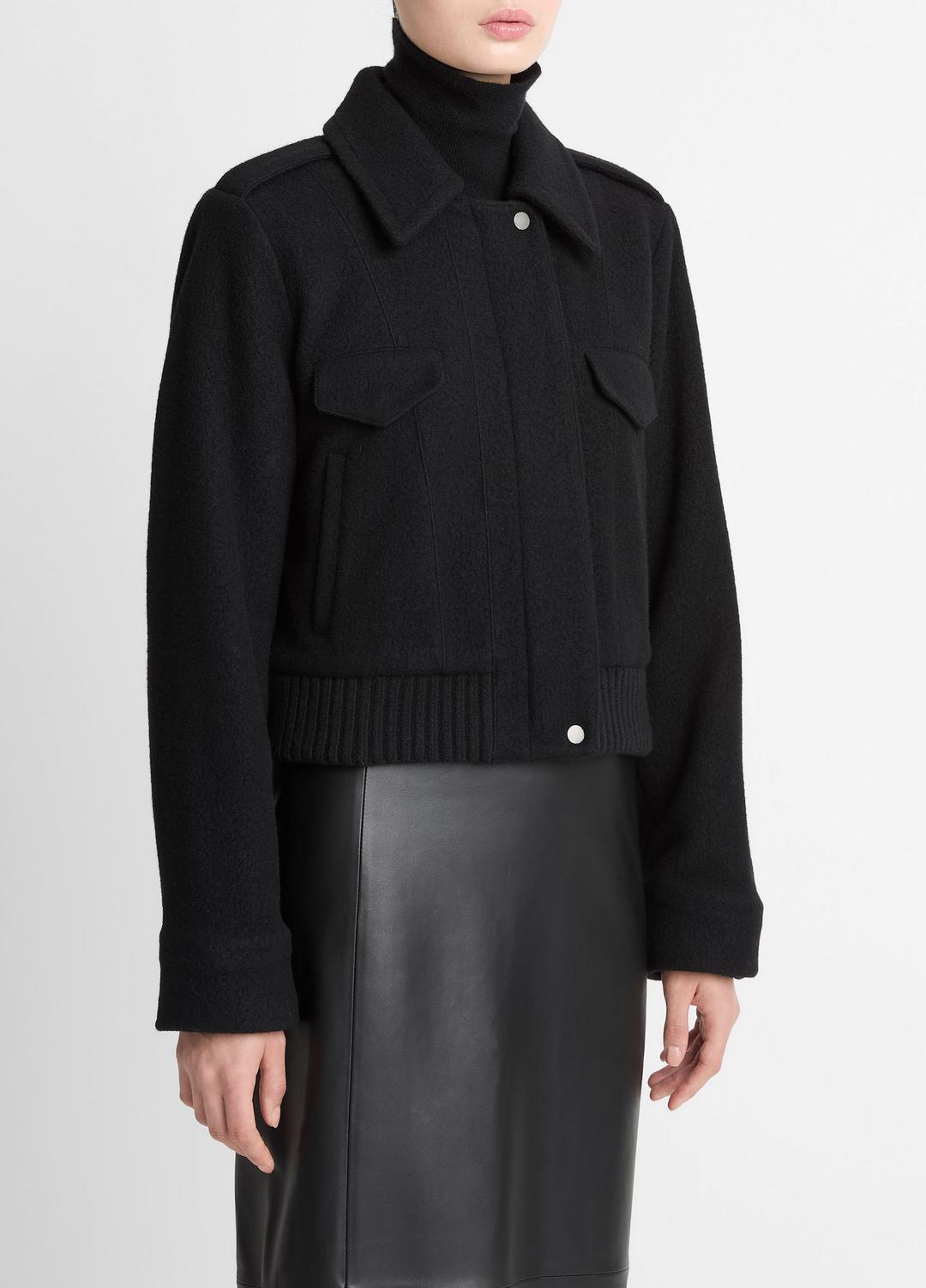 VINCE Italian Wool-Blend Cropped Jacket in Jackets