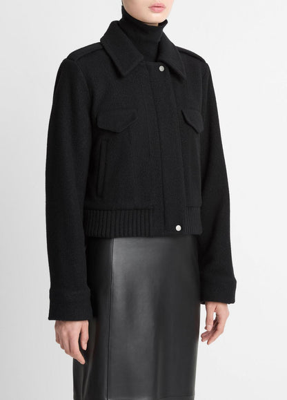 VINCE Italian Wool-Blend Cropped Jacket in Jackets