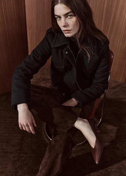 VINCE Italian Wool-Blend Cropped Jacket in Jackets
