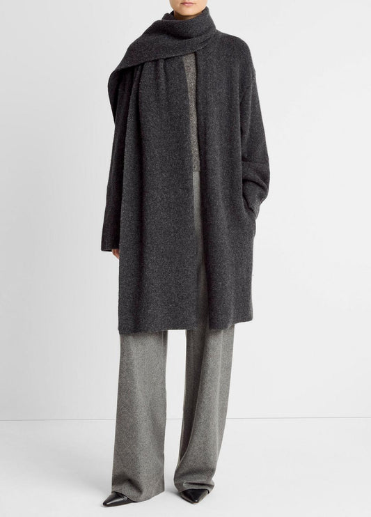 VINCE Draped-Scarf Wool-Blend Car Coat in Coats