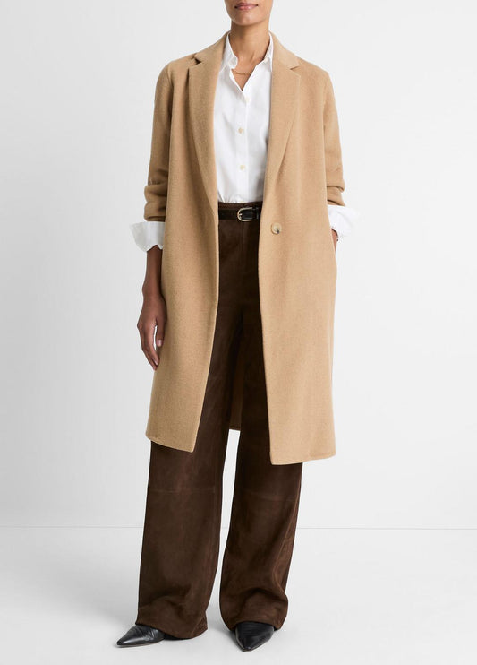 VINCE Classic Wool-Blend Straight Coat in Coats