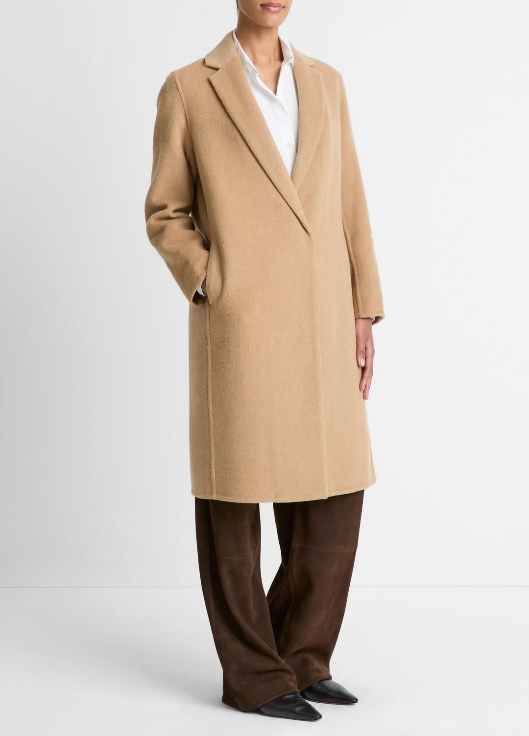 VINCE Classic Wool-Blend Straight Coat in Coats