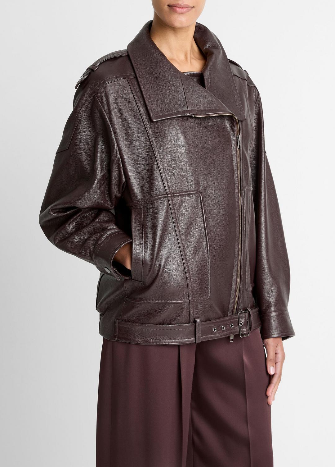 VINCE Leather Oversized Biker Jacket in Jackets