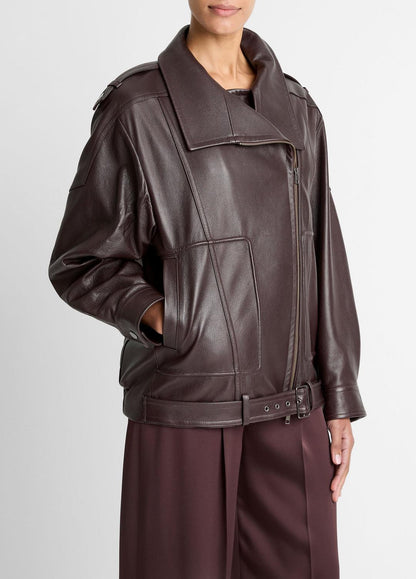 VINCE Leather Oversized Biker Jacket in Jackets