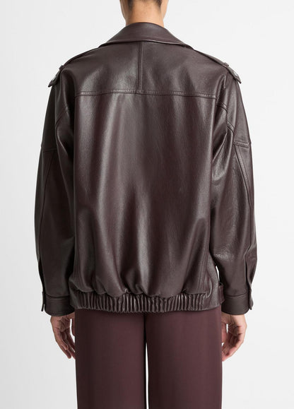 VINCE Leather Oversized Biker Jacket in Jackets
