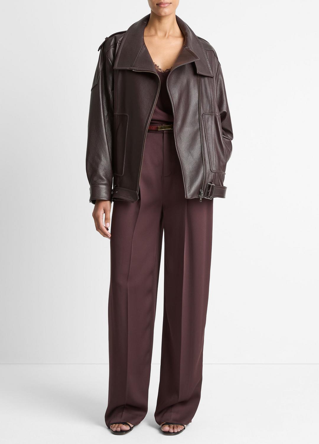 VINCE Leather Oversized Biker Jacket in Jackets