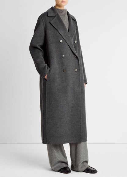 VINCE Wool-Blend Double-Breasted Long Coat in Coats