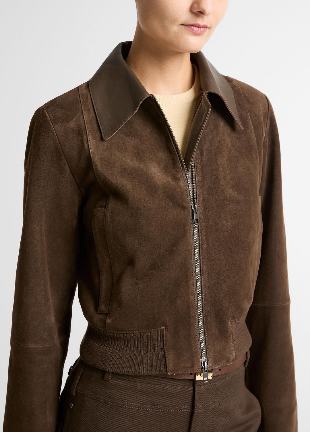 VINCE Suede Shrunken Bomber Jacket  in Jackets