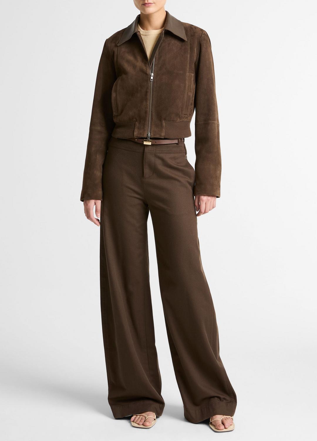 VINCE Suede Shrunken Bomber Jacket  in Jackets
