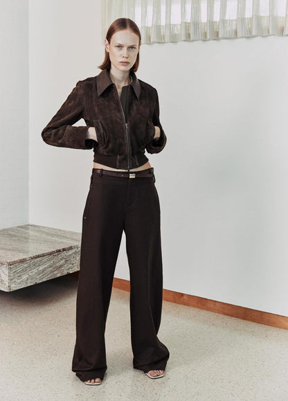 VINCE Suede Shrunken Bomber Jacket  in Jackets