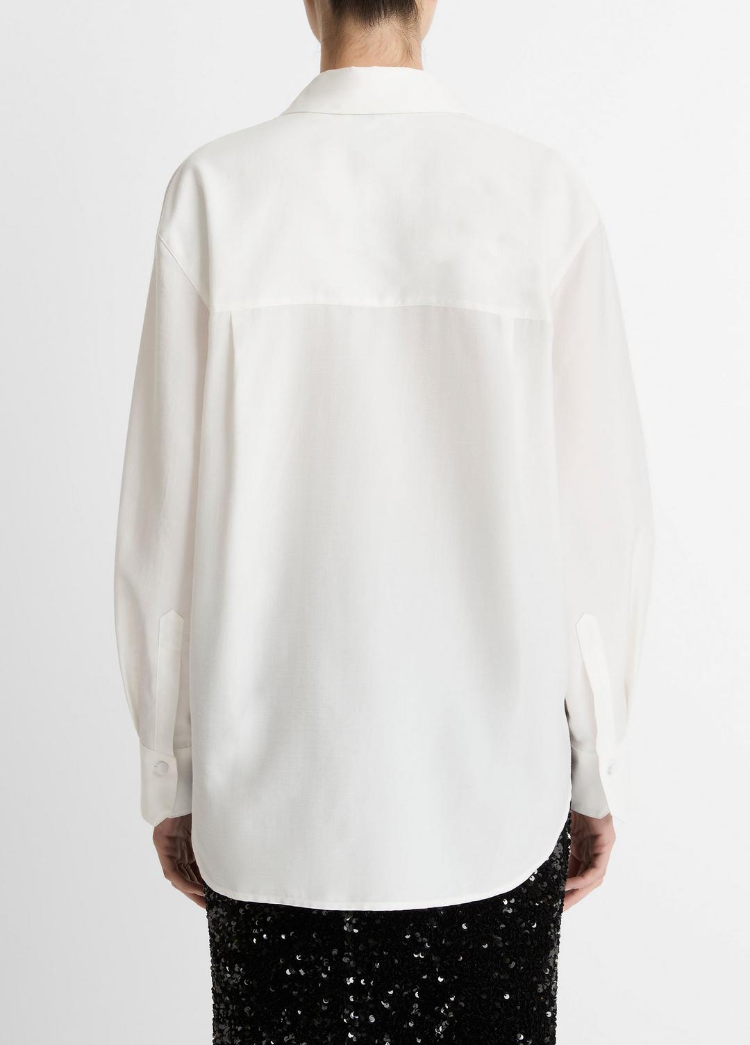 VINCE Refined Twill Covered-Button Shirt in Long Sleeve