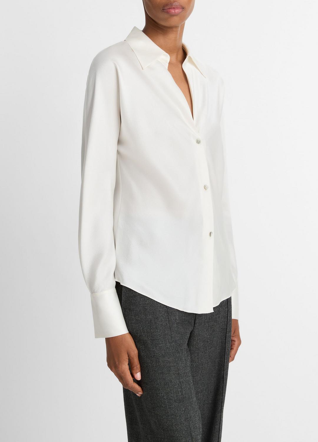 VINCE Silk Bias Long-Sleeve Blouse in Long Sleeve