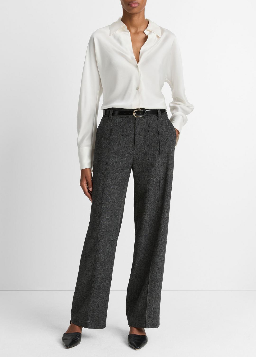 VINCE Silk Bias Long-Sleeve Blouse in Long Sleeve