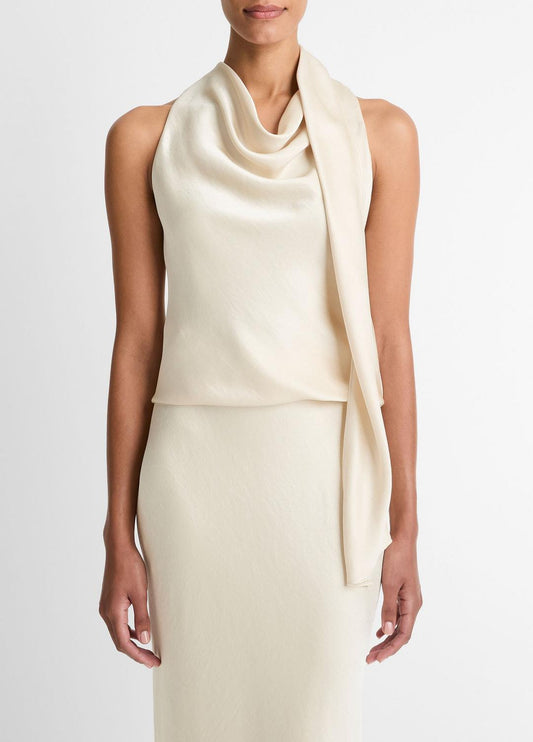 VINCE Satin Scarf Top in Tank Tops