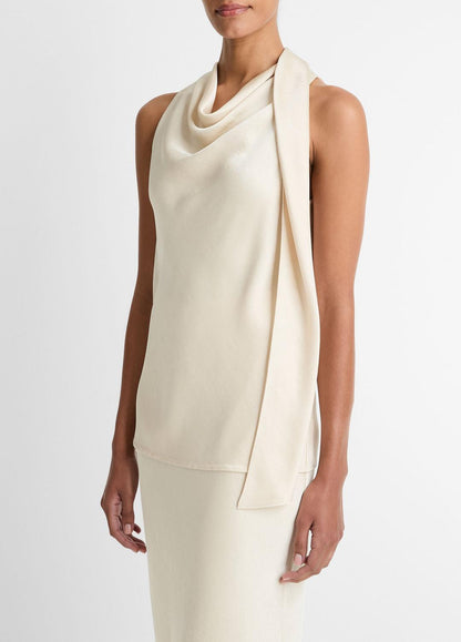 VINCE Satin Scarf Top in Tank Tops