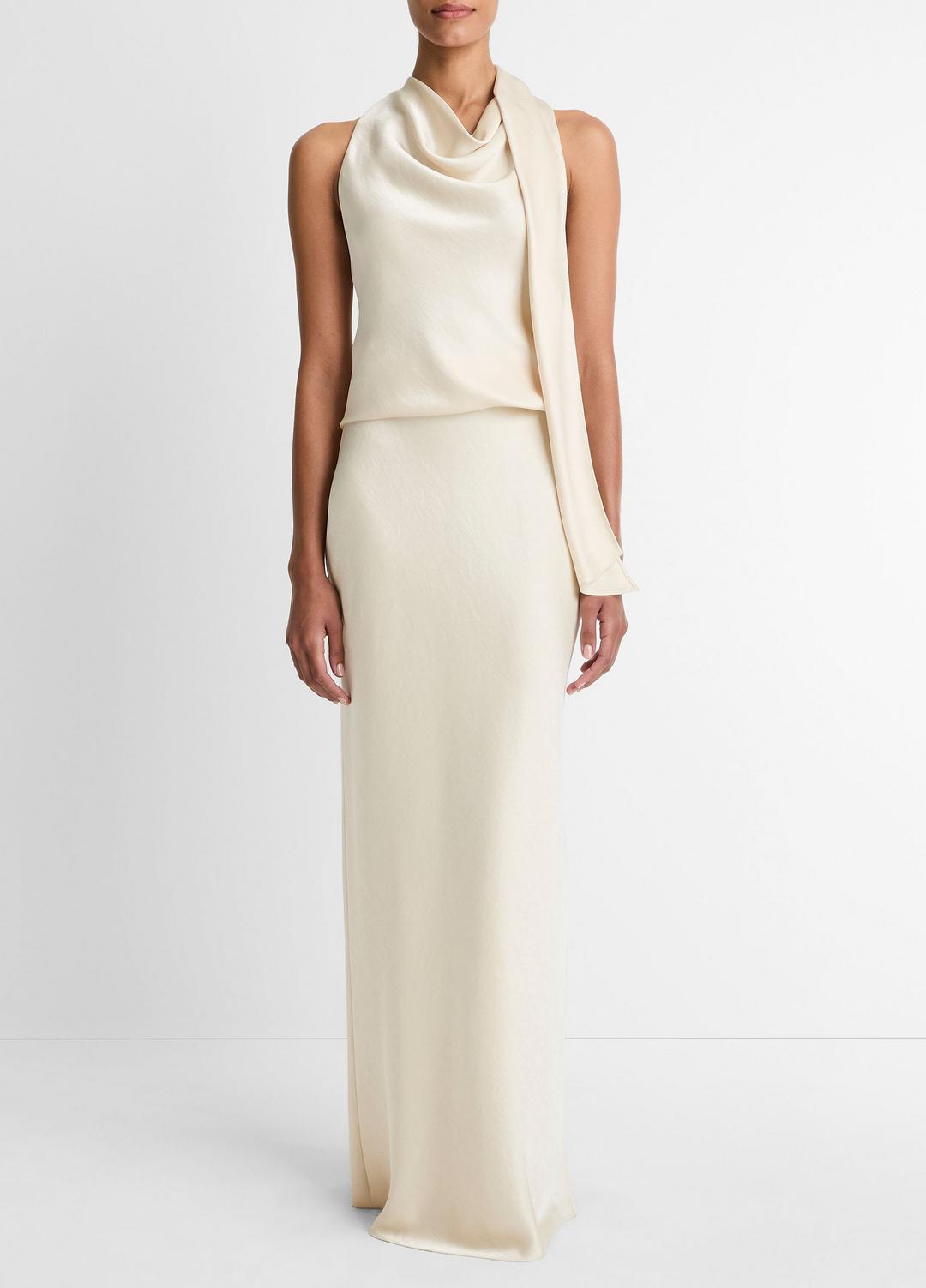 VINCE Satin Scarf Top in Tank Tops