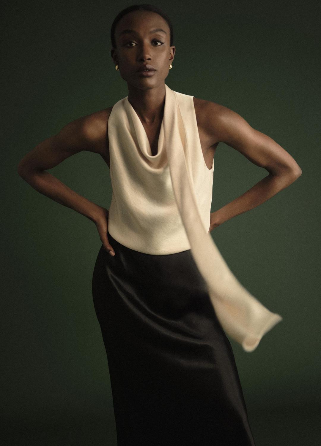 VINCE Satin Scarf Top in Tank Tops
