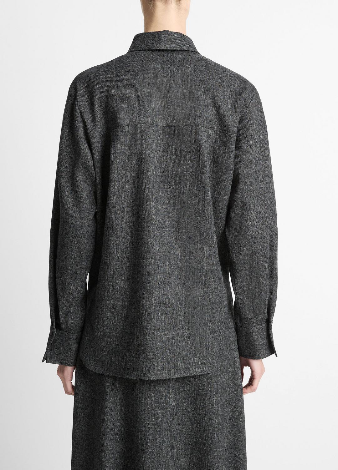 VINCE Italian Jaspe Relaxed Button-Front Shirt in Long Sleeve