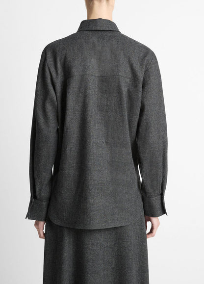 VINCE Italian Jaspe Relaxed Button-Front Shirt in Long Sleeve