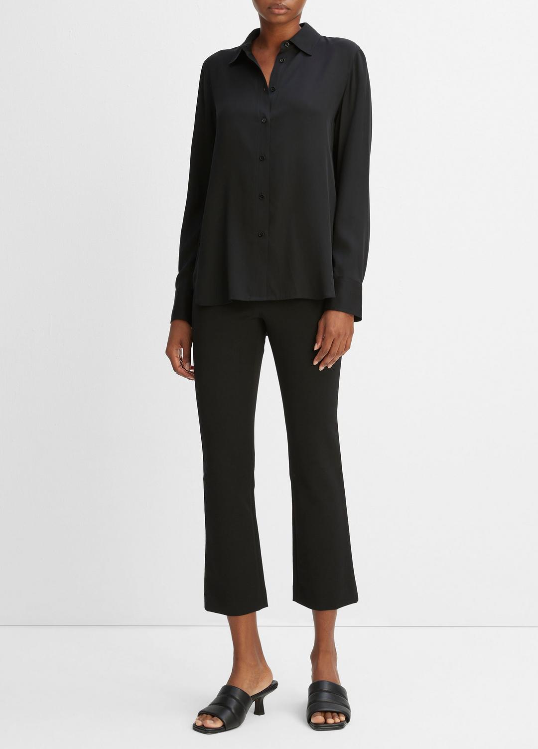 VINCE Slim Fitted Stretch-Silk Blouse in Long Sleeve
