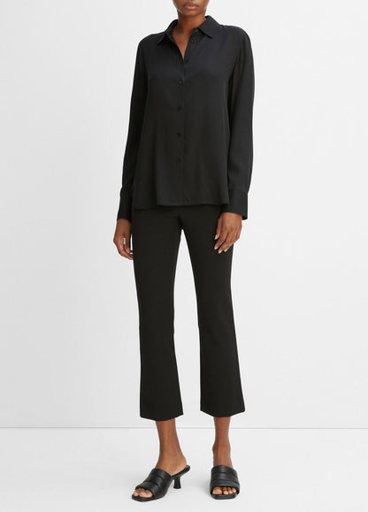 VINCE Slim Fitted Stretch-Silk Blouse in Long Sleeve