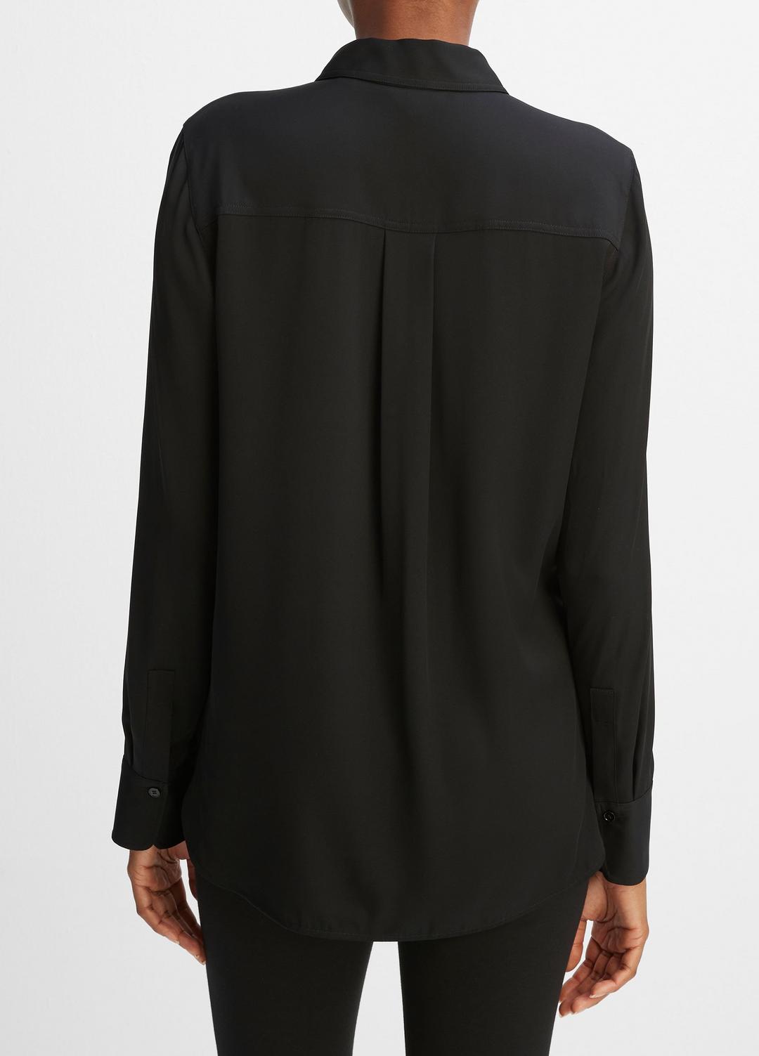 VINCE Slim Fitted Stretch-Silk Blouse in Long Sleeve
