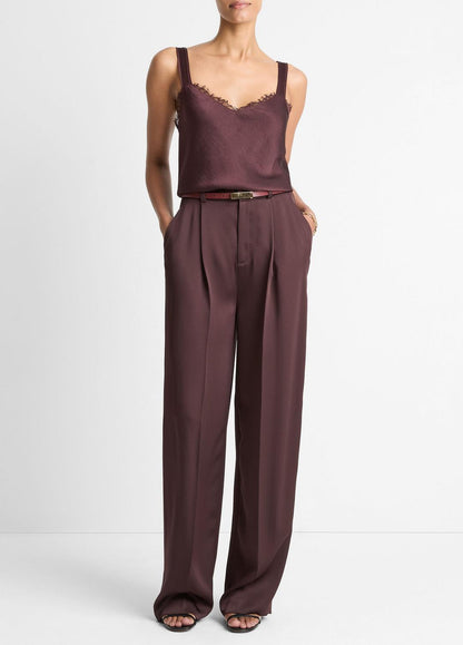 VINCE Lace-Trim Satin Camisole in Tank Tops