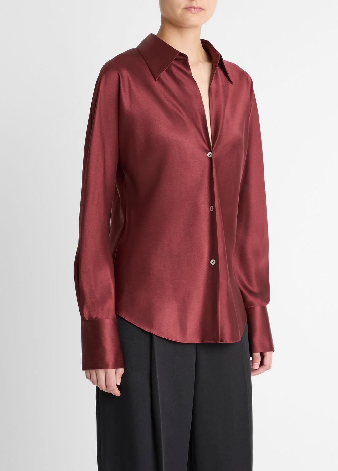 VINCE Silk Bias Long-Sleeve Blouse in Long Sleeve
