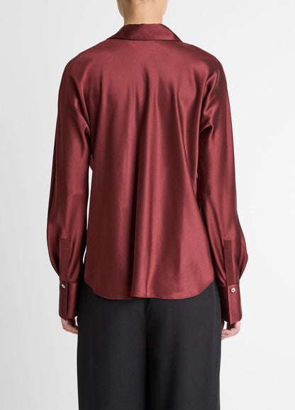 VINCE Silk Bias Long-Sleeve Blouse in Long Sleeve