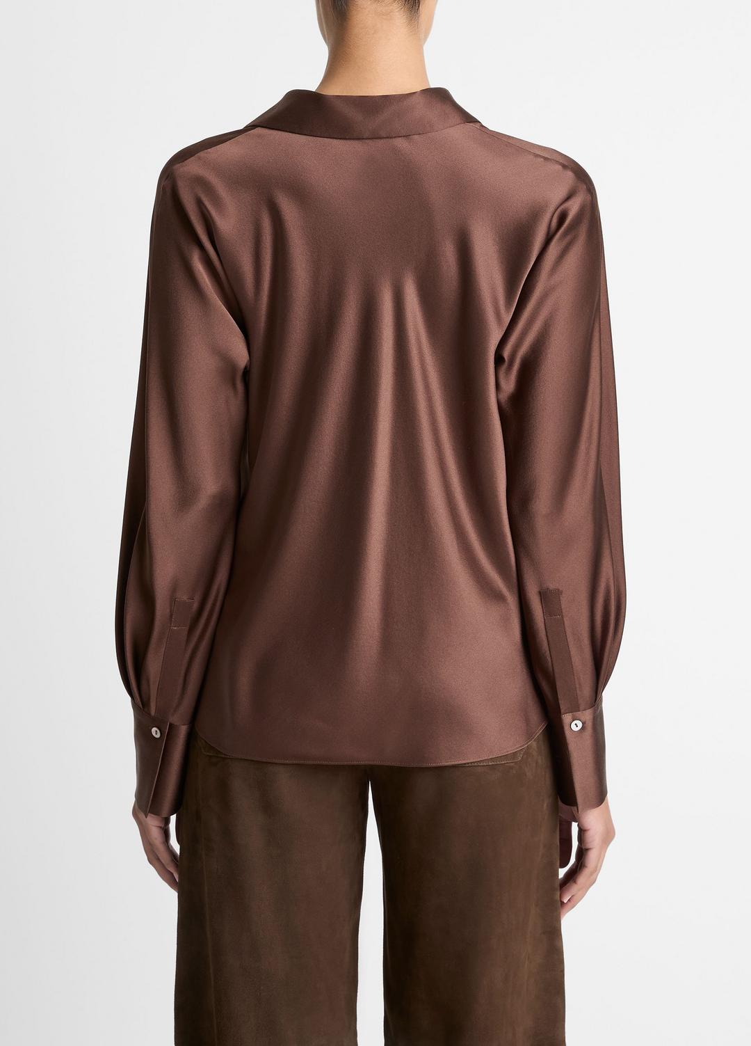 VINCE Silk Bias Long-Sleeve Blouse in Long Sleeve