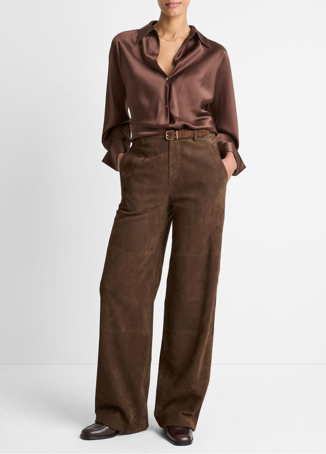 VINCE Silk Bias Long-Sleeve Blouse in Long Sleeve