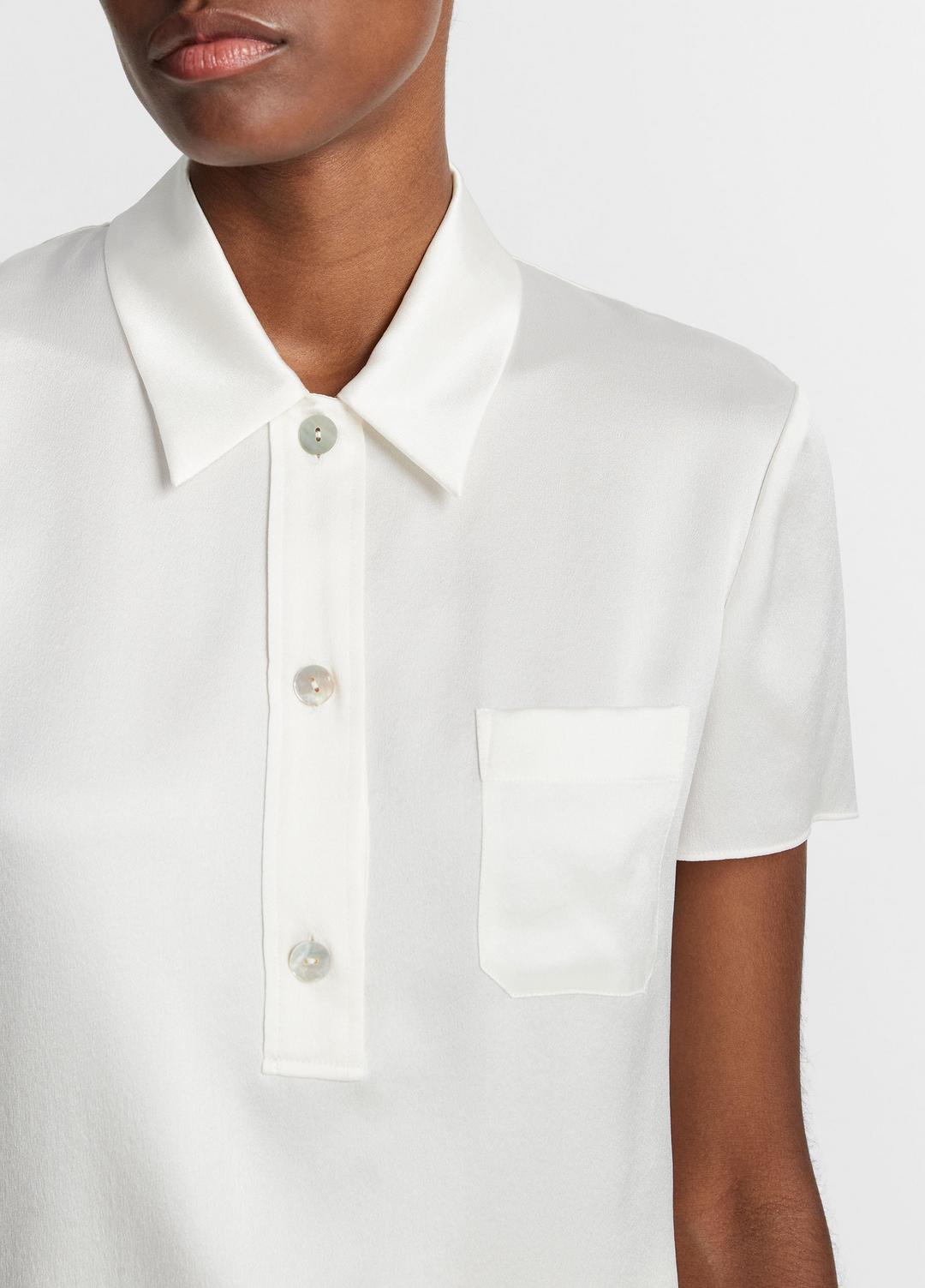 VINCE Silk Short-Sleeve Polo Shirt in Short Sleeve