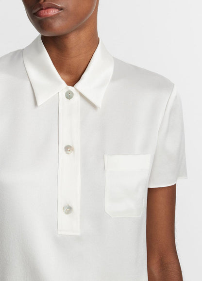 VINCE Silk Short-Sleeve Polo Shirt in Short Sleeve