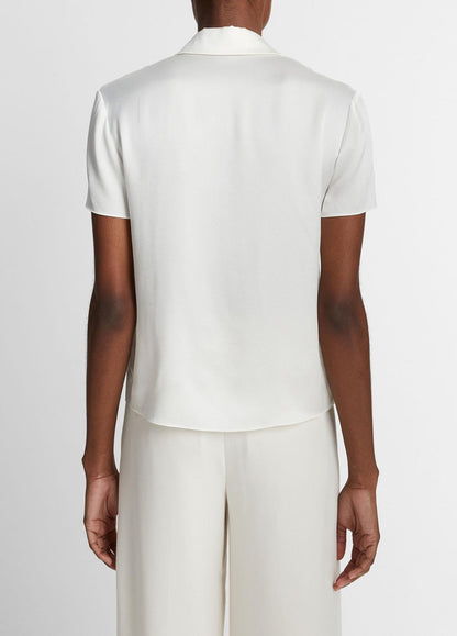 VINCE Silk Short-Sleeve Polo Shirt in Short Sleeve