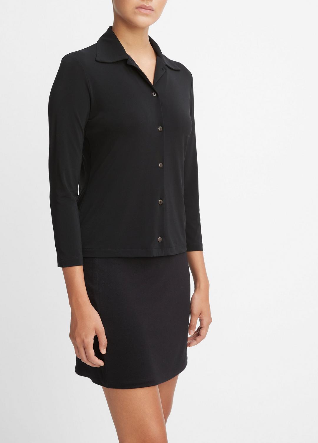 VINCE Three-Quarter-Sleeve Button-Front Polo Top in Long Sleeve