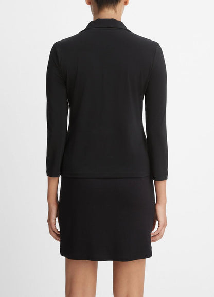 VINCE Three-Quarter-Sleeve Button-Front Polo Top in Long Sleeve